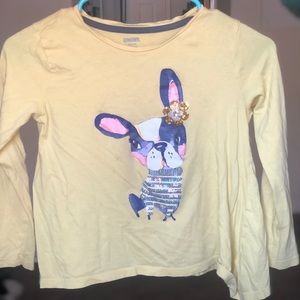 Girls Yellow Boston Terrier Long Sleeve Shirt Sz 7